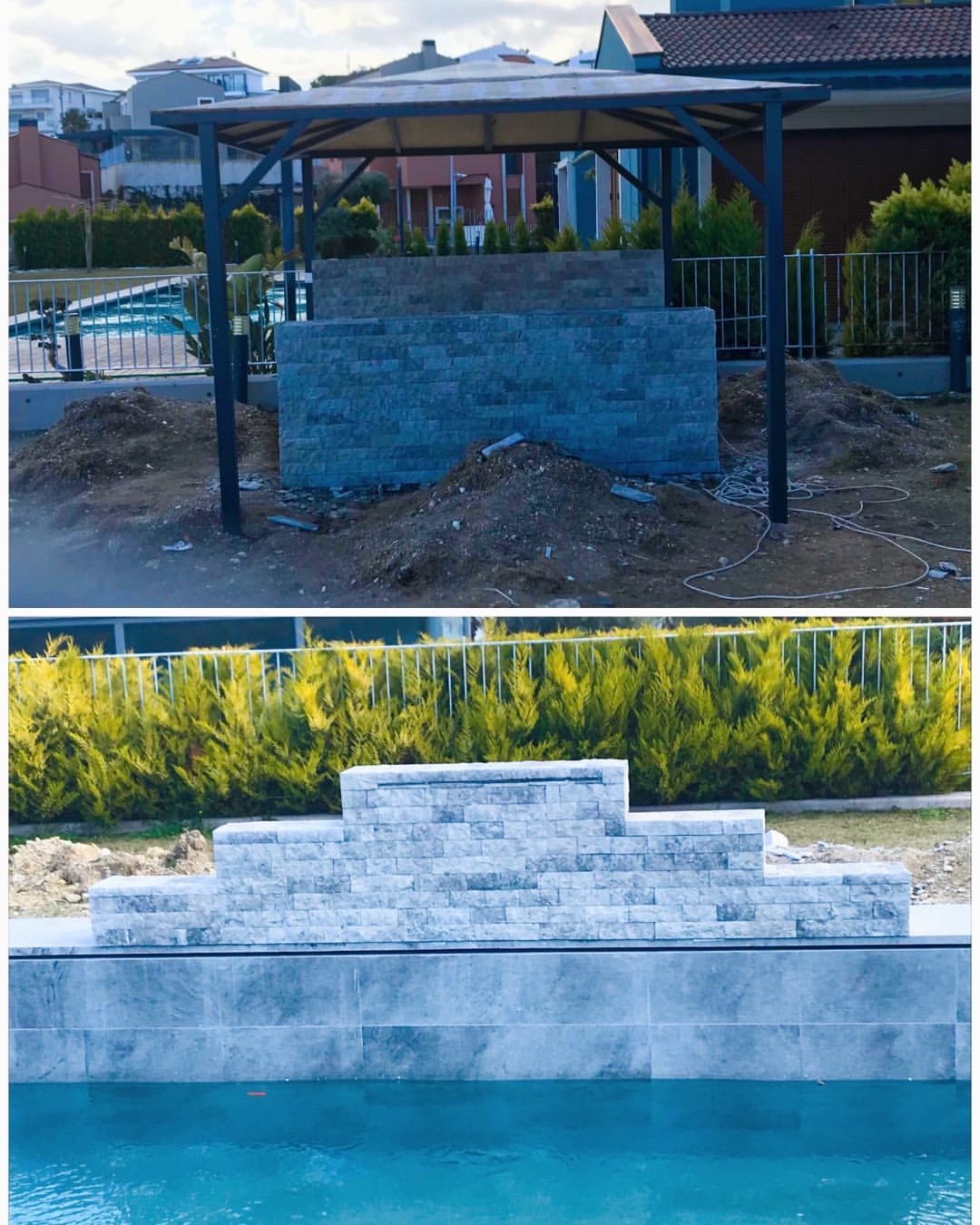 Havuz ve Şelale Duvarı — Çeşme, İzmir Villa projesi